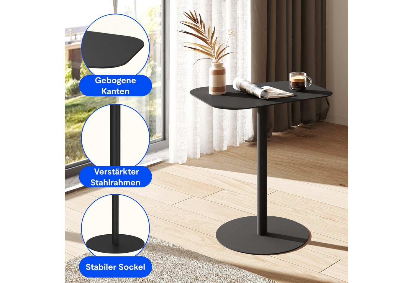 FLEXISPOT Ablagetisch Beistelltisch aus Stahl – Stabil & Farbvielfalt, Gartentisch (für Wohnzimmer, Bett, Balkon oder Garten, – Als Sofatisch, Nachttisch oder O – Bild 2 von 5