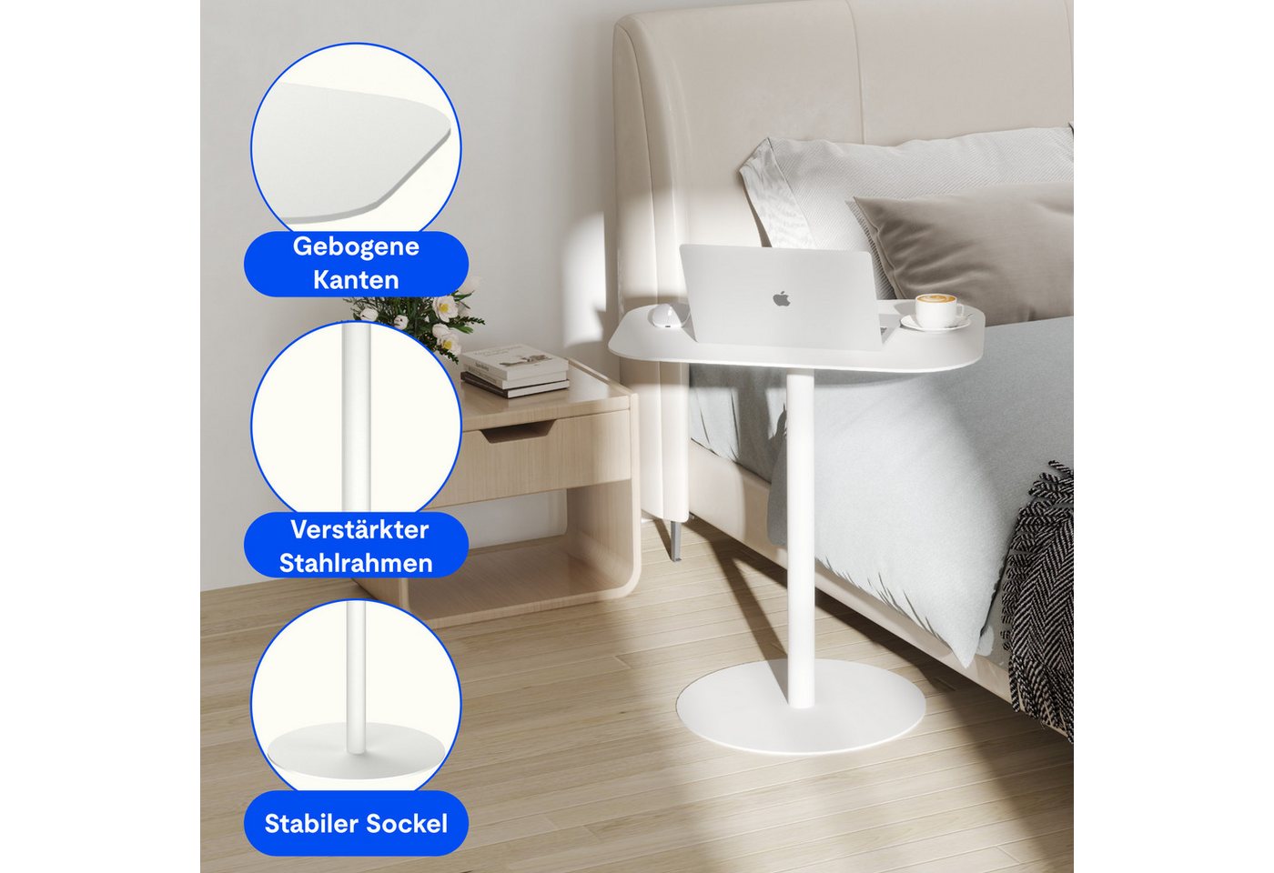 FLEXISPOT Ablagetisch Beistelltisch aus Stahl – Stabil & Farbvielfalt, Gartentisch (für Wohnzimmer, Bett, Balkon oder Garten, – Als Sofatisch, Nachttisch oder O – Bild 2 von 5