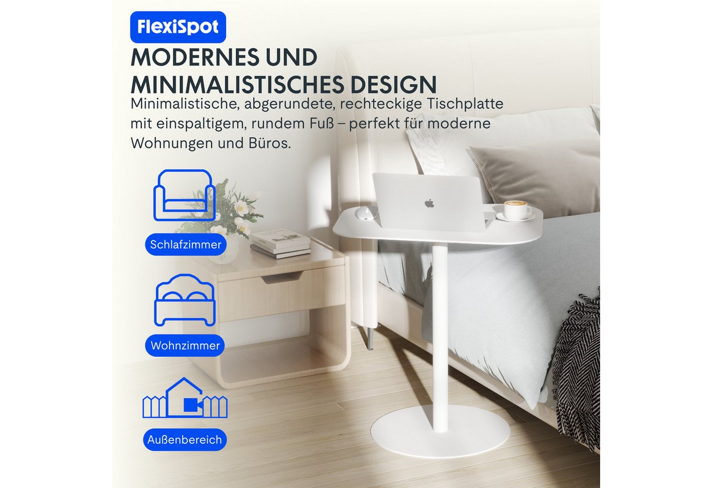 FLEXISPOT Ablagetisch Beistelltisch aus Stahl – Stabil & Farbvielfalt, Gartentisch (für Wohnzimmer, Bett, Balkon oder Garten, – Als Sofatisch, Nachttisch oder O – Bild 5 von 5