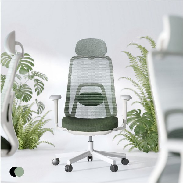FLEXISPOT Bürostuhl Ergonomischer Bürostuhl Premium mit Fußstütze und 10D-Lordosenstütze (Synchronmechanik bis 135°, 2D-Kopfstütze), Höhenverstellbarer Schreibt