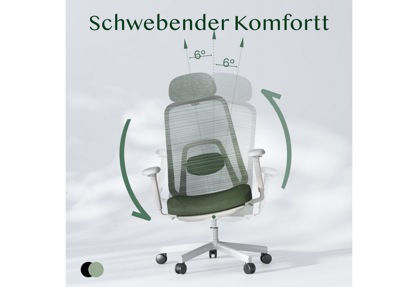 FLEXISPOT Bürostuhl Ergonomischer Bürostuhl Premium mit Fußstütze und 10D-Lordosenstütze (Synchronmechanik bis 135°, 2D-Kopfstütze), Höhenverstellbarer Schreibt – Bild 2 von 5