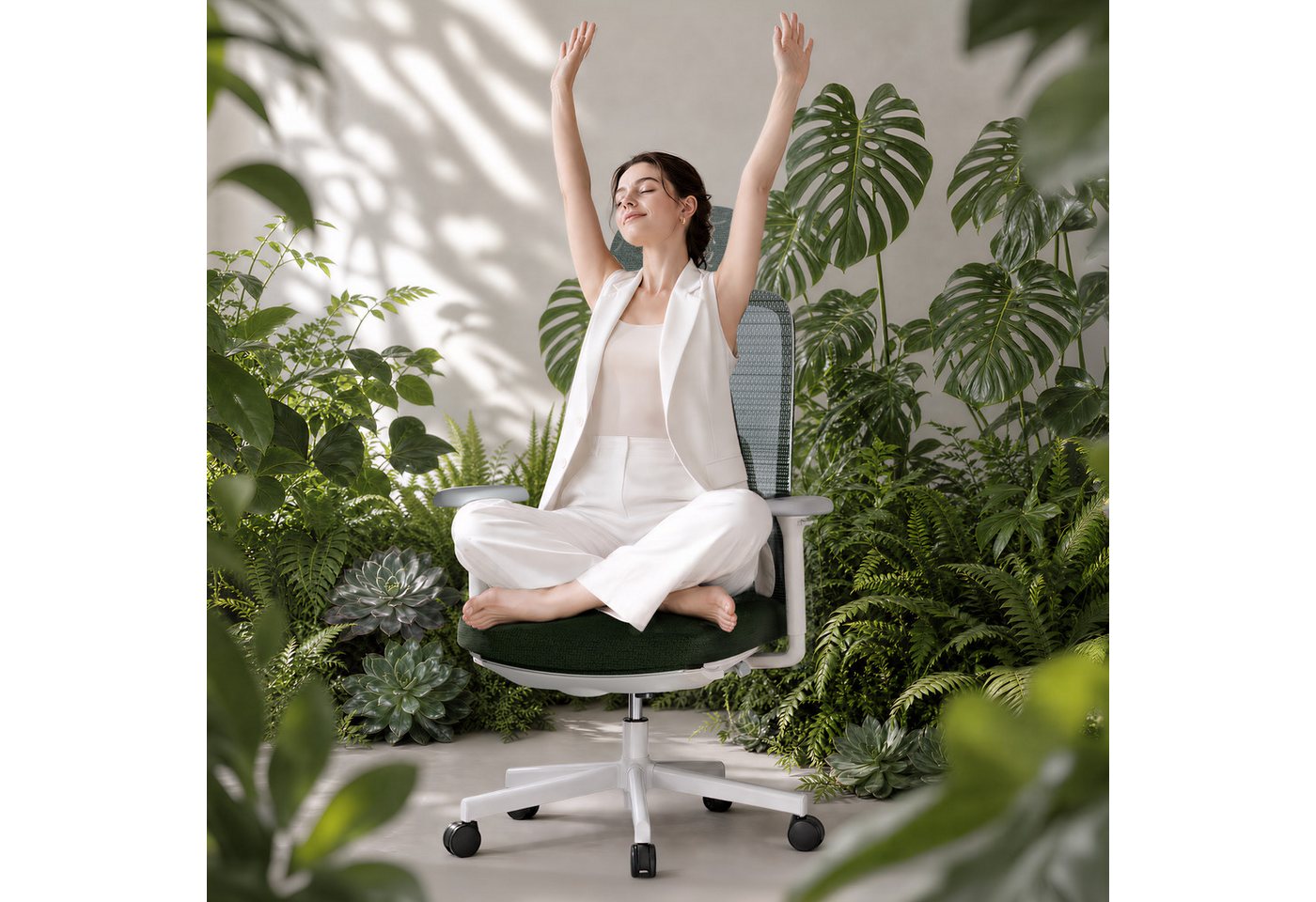 FLEXISPOT Bürostuhl Ergonomischer Bürostuhl Premium mit Fußstütze und 10D-Lordosenstütze (Synchronmechanik bis 135°, 2D-Kopfstütze), Höhenverstellbarer Schreibt – Bild 5 von 5
