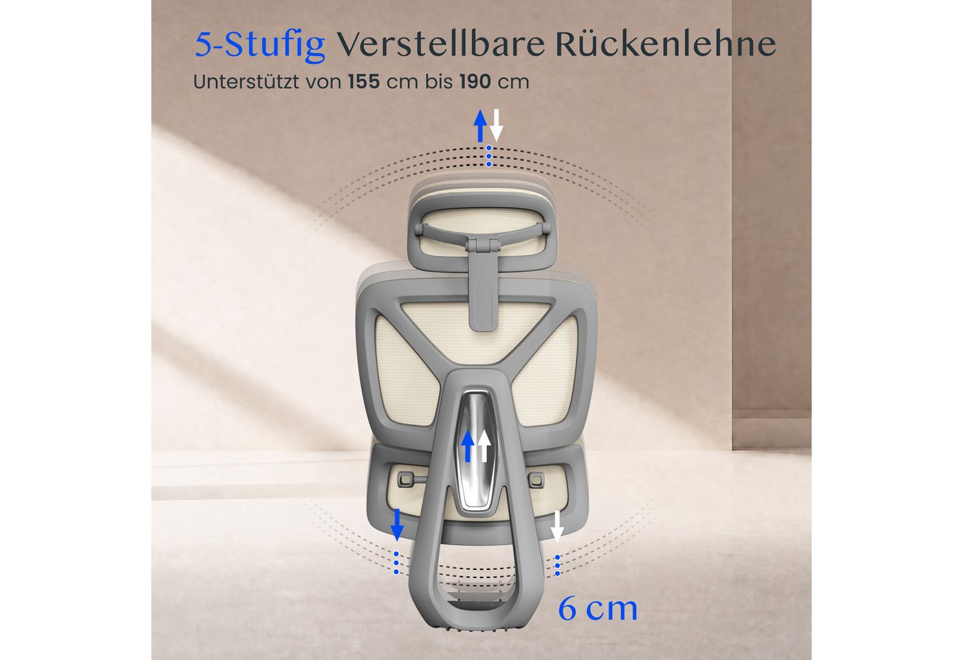 FLEXISPOT Bürostuhl ErgoX, Premium Ergonomischer Schreibtischstuhl (Rückenlehne 90°-135° verstellbar, 3D-Armlehnen, 3D-Kopfstütze, 5D-Rückenlehne), 136 kg Tragk – Bild 4 von 5