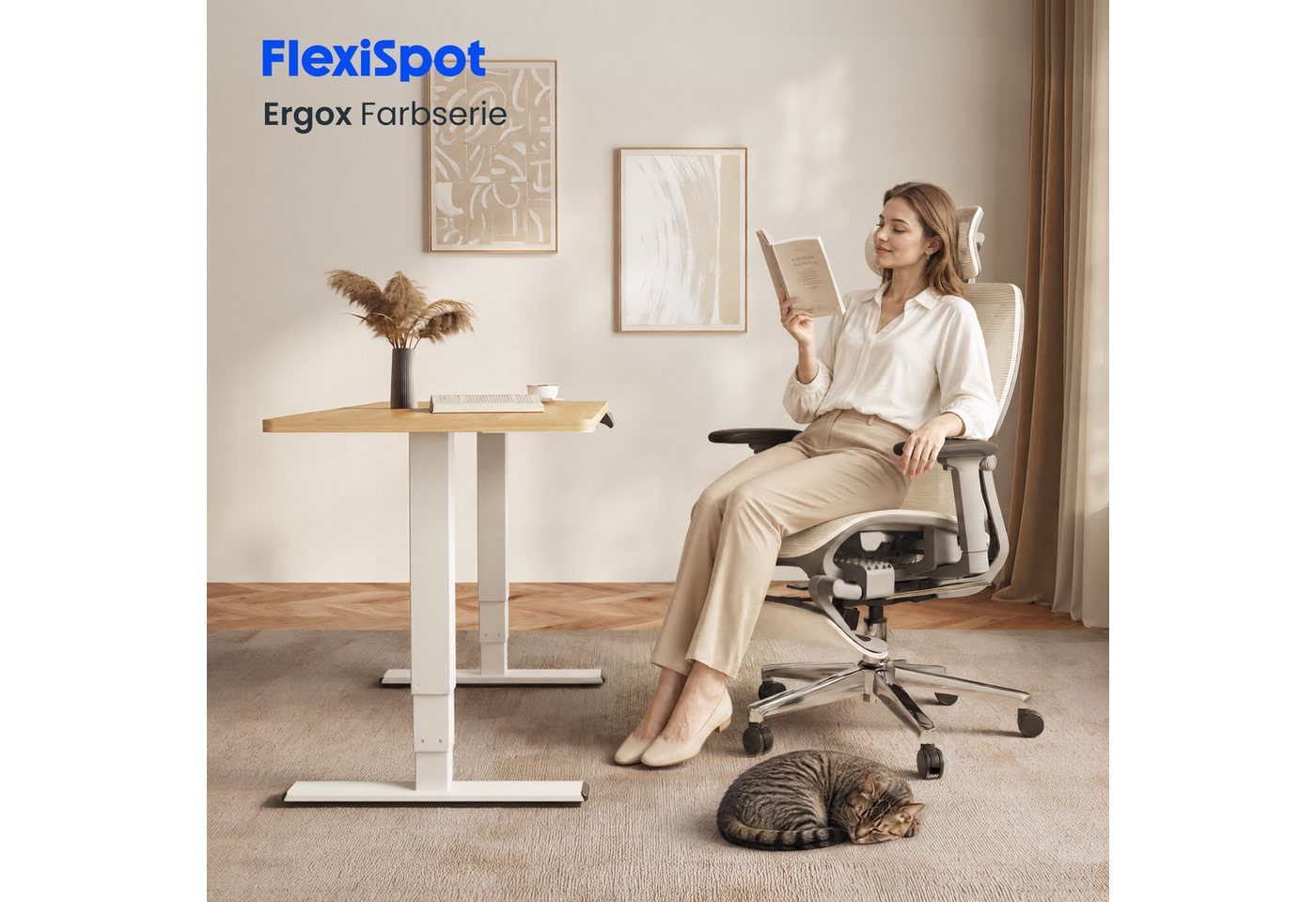 FLEXISPOT Bürostuhl ErgoX, Premium Ergonomischer Schreibtischstuhl (Rückenlehne 90°-135° verstellbar, 3D-Armlehnen, 3D-Kopfstütze, 5D-Rückenlehne), 136 kg Tragk – Bild 5 von 5