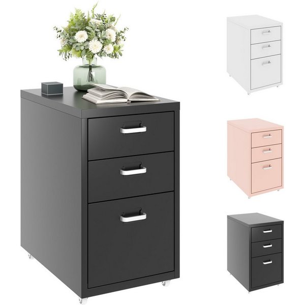 FLEXISPOT Container Rollcontainer für Ihr Büro&Home-Office, 28x48x41 cm (mobiler Aktenschrank mit 3 Schubladen, mit Rollen, Büroschrank)