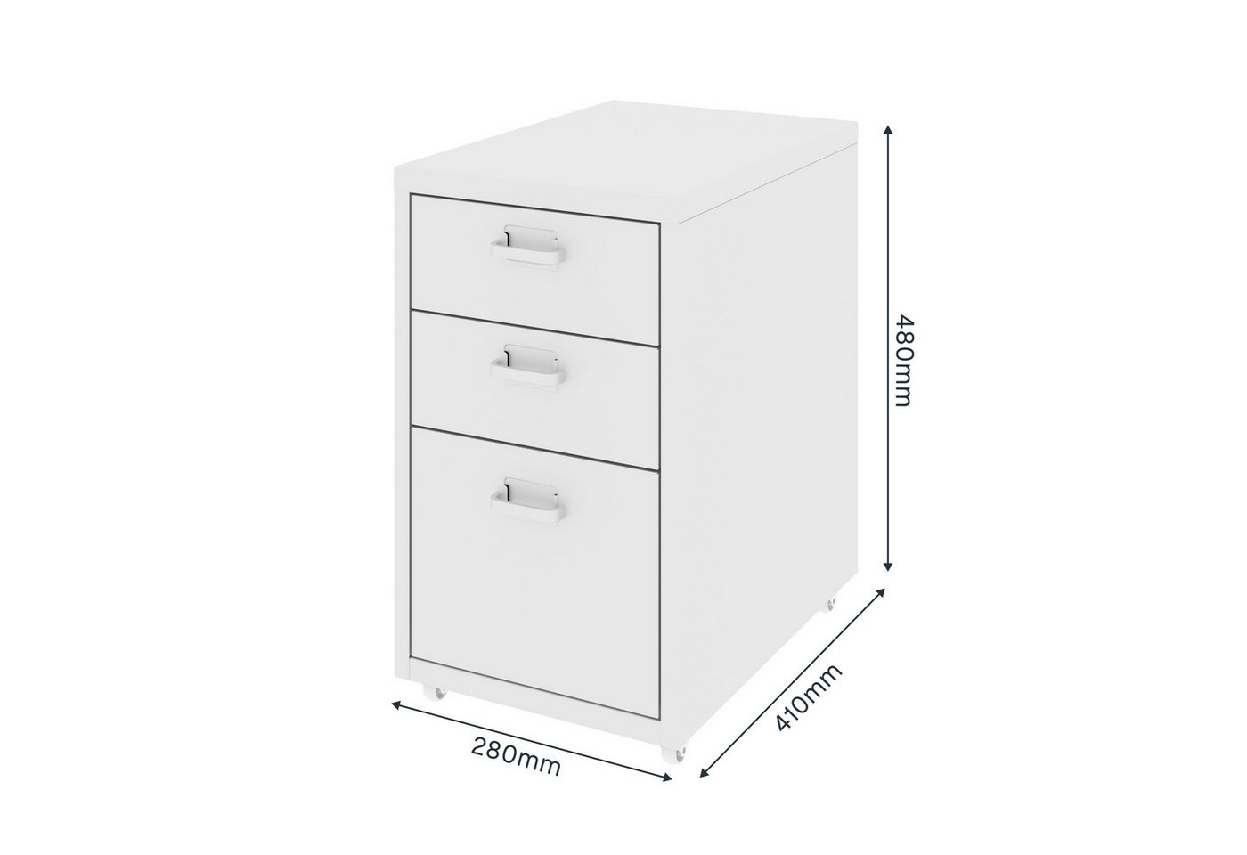 FLEXISPOT Container Rollcontainer für Ihr Büro&Home-Office, 28x48x41 cm (mobiler Aktenschrank mit 3 Schubladen, mit Rollen, Büroschrank) – Bild 2 von 5