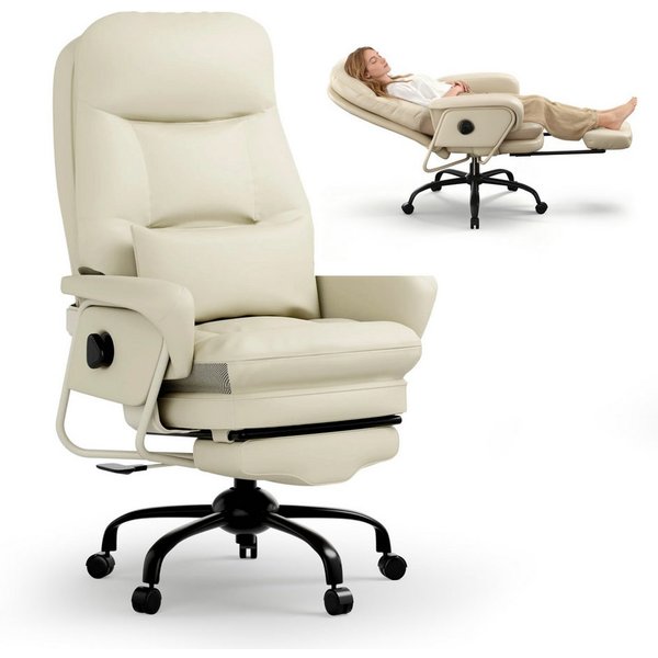 FLEXISPOT Drehstuhl 3-in-1 Ergonomischer Relax- & Bürostuhl mit Liegefunktion (160° Liegefunktion, Ausziehbarer Fußstütze, Dickem PU-Komfortpolster und Höhenver