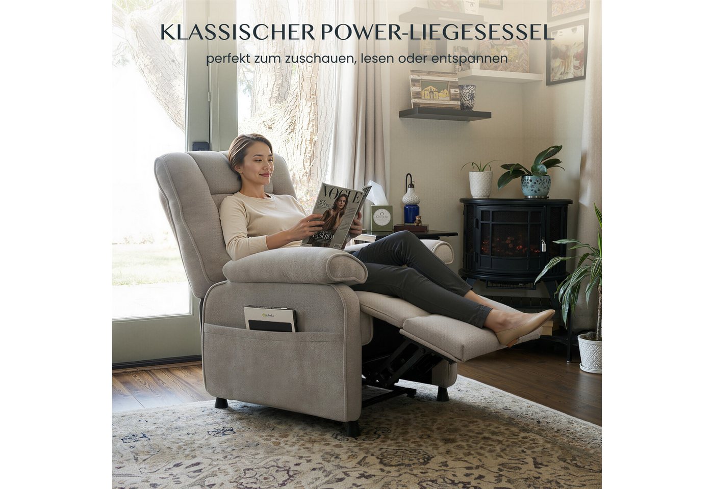 FLEXISPOT Relaxsessel Elektrischer Ergonomischer Fernsehsessel mit stufenloser Liegefunktion (mit stufenloser Liegefunktion 105°–155°, zusätzliche Schnellbedien – Bild 2 von 5
