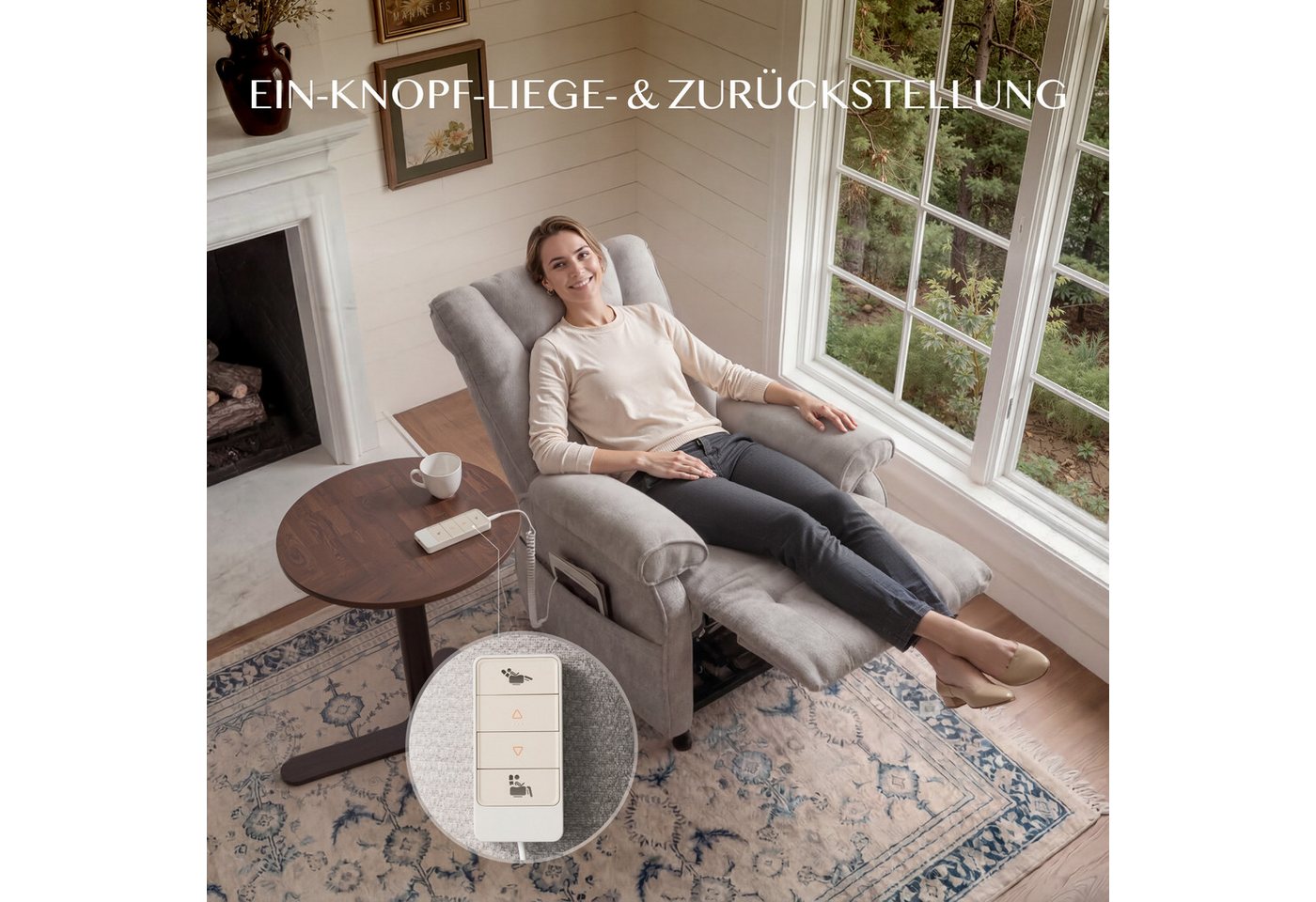 FLEXISPOT Relaxsessel Elektrischer Ergonomischer Fernsehsessel mit stufenloser Liegefunktion (mit stufenloser Liegefunktion 105°–155°, zusätzliche Schnellbedien – Bild 3 von 5