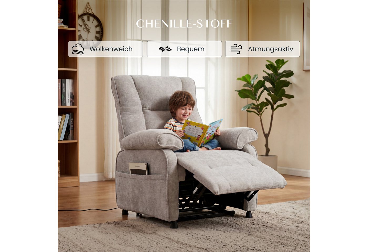 FLEXISPOT Relaxsessel Elektrischer Ergonomischer Fernsehsessel mit stufenloser Liegefunktion (mit stufenloser Liegefunktion 105°–155°, zusätzliche Schnellbedien – Bild 5 von 5