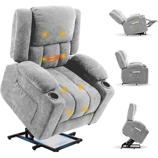 FLEXISPOT Relaxsessel Elektrischer Relaxsessel mit Aufstehhilfe, Massage- und Liegefunktion (mit Heizfunktion, 8-Punkt-Massage, USB-/Type-C-Anschluss, 2 Seitent