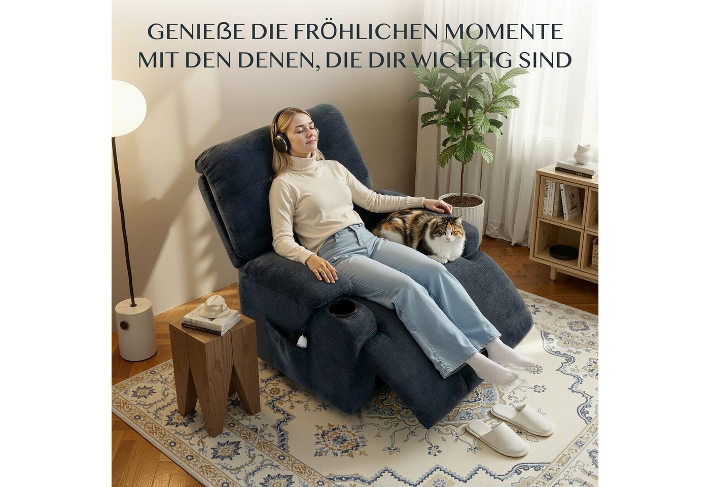 FLEXISPOT Relaxsessel Elektrischer Schaukelsessel, Massagesessel, Fernsehsessel,360°drehbar (mit Heiz- und Liegefunktion, 8-Punkt-Massage, USB-/Type-C-Ansclhlus – Bild 5 von 5