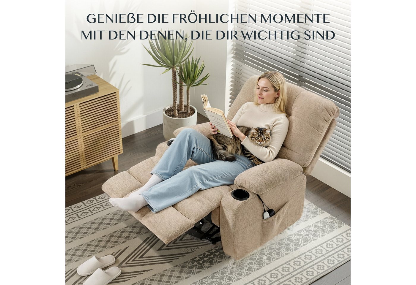 FLEXISPOT Relaxsessel Elektrischer Schaukelsessel, Massagesessel, Fernsehsessel,360°drehbar (mit Heiz- und Liegefunktion, 8-Punkt-Massage, USB-/Type-C-Ansclhlus – Bild 5 von 5