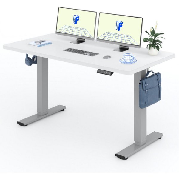 FLEXISPOT Schreibtisch Basic-Series Elektrisch höhenverstellbarer Schreibtisch (Anti-Kollisions-system, 2- Fach-Teleskop, mit Haken, LED-Display), MAX. Load: 80