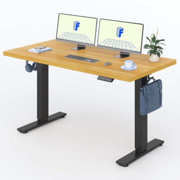 FLEXISPOT Schreibtisch Basic-Series Elektrisch höhenverstellbarer Schreibtisch (Anti-Kollisions-system, 2- Fach-Teleskop, mit Haken, LED-Display), MAX. Load: 80