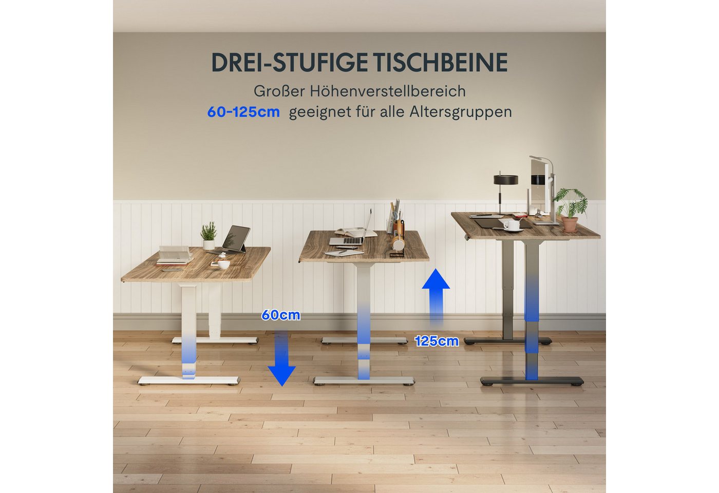 FLEXISPOT Schreibtisch Elektrisch Höhenverstellbarer Schreibtisch EC5 LITE mit Dualmotor (25MM einteiliger Tischplatte & 3-fach Teleskop, 4 Speicherhöhen & Anti – Bild 4 von 5