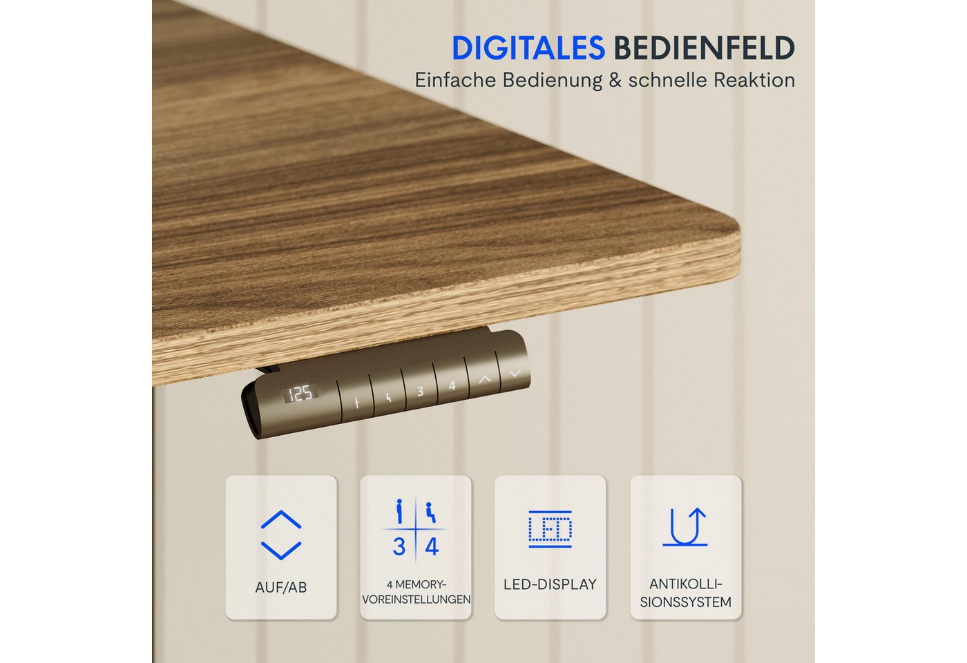 FLEXISPOT Schreibtisch Elektrisch Höhenverstellbarer Schreibtisch EC5 LITE mit Dualmotor (25MM einteiliger Tischplatte & 3-fach Teleskop, 4 Speicherhöhen & Anti – Bild 5 von 5