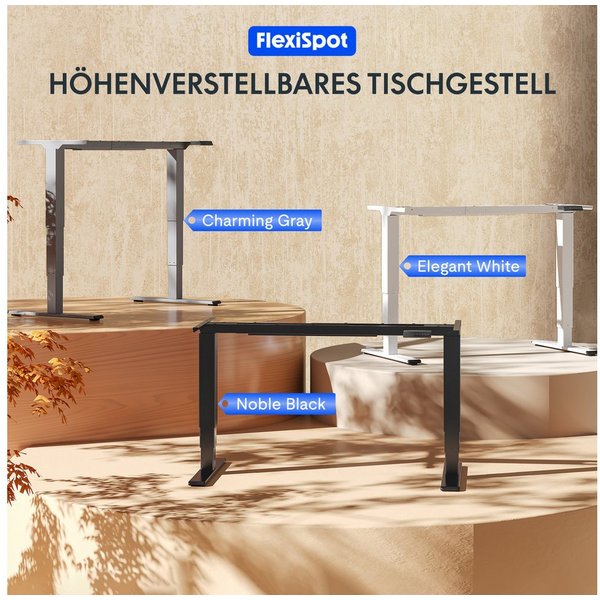 FLEXISPOT Schreibtisch Elektrisch höhenverstellbares Tischgestell (EC5 Serie) (Dual-Motor & 3-Fach-Teleskop & 4 Speicherhöhen, mit USB Charging), Antikollisions