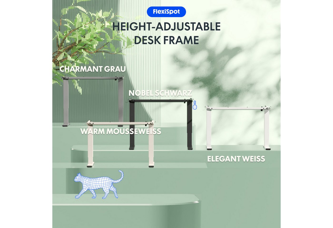FLEXISPOT Schreibtisch Elektrisch höhenverstellbares Tischgestell, Schwarz/Weiß/Grau/Mousse (1-St., 4 Höhen-Speicherplätze, Anti-Kollisionssystem), Einfache Bed – Bild 4 von 5