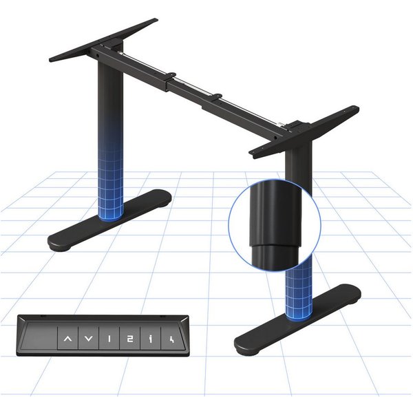 FLEXISPOT Schreibtisch Elektrisch höhenverstellbares Tischgestell, Schwarz/Weiß/Grau/Mousse (1-St., mit elegant abgerundeten Tischbeinen (runde Form), harmonisc