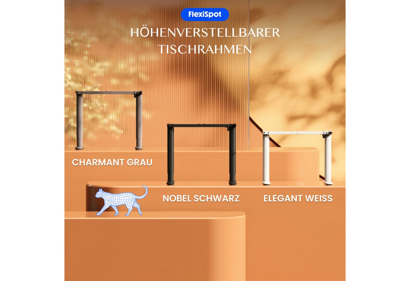 FLEXISPOT Schreibtisch Elektrisch höhenverstellbares Tischgestell, Schwarz/Weiß/Grau/Mousse (1-St., mit elegant abgerundeten Tischbeinen (runde Form), harmonisc – Bild 2 von 5