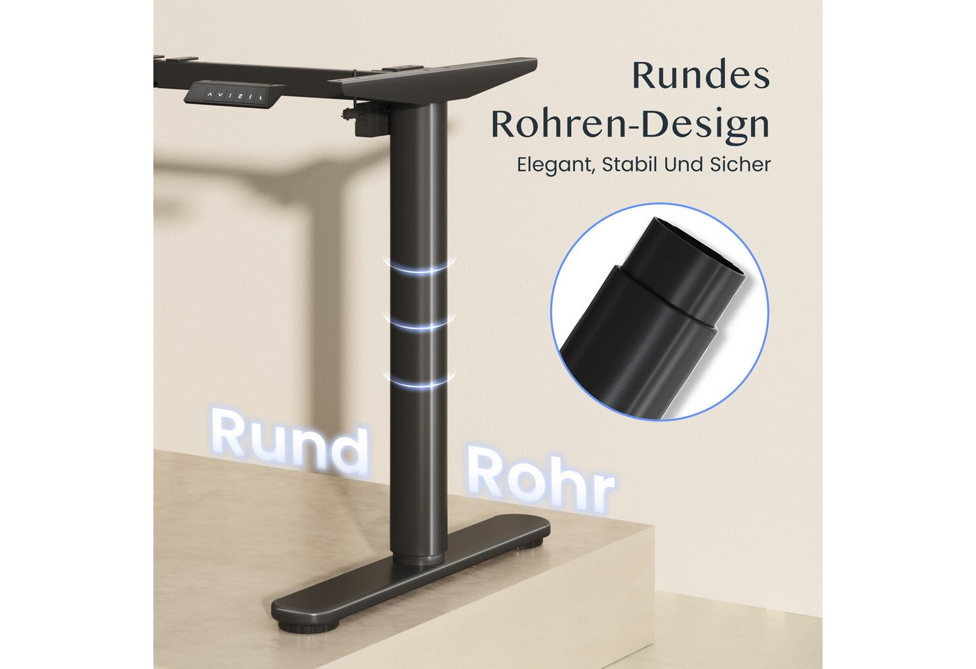 FLEXISPOT Schreibtisch Elektrisch höhenverstellbares Tischgestell, Schwarz/Weiß/Grau/Mousse (1-St., mit elegant abgerundeten Tischbeinen (runde Form), harmonisc – Bild 3 von 5
