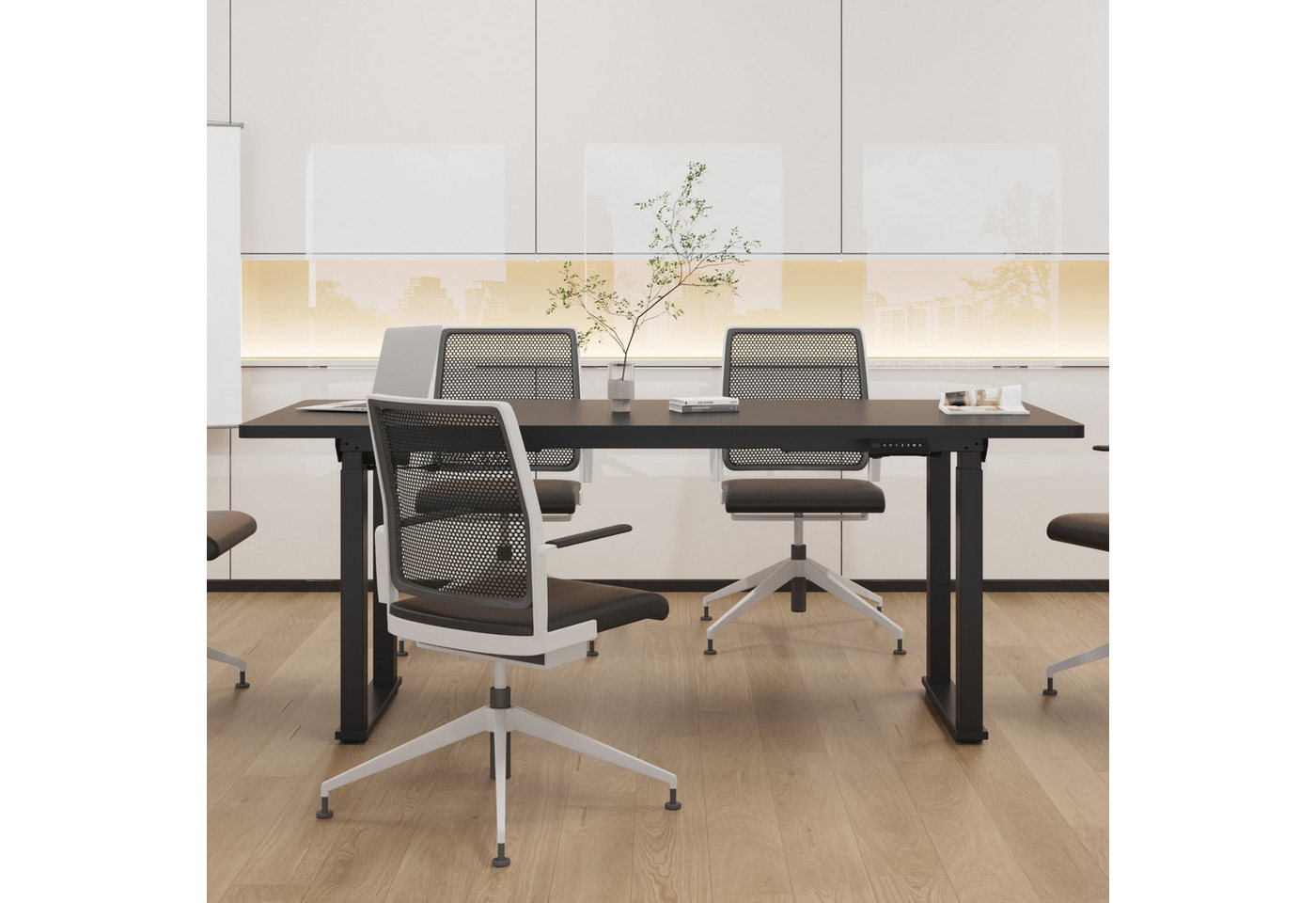 FLEXISPOT Schreibtisch Höhenverstellbarer Schreibtischgestell mit 4-Beinen (Dual-Motor, Großzügige Tischplattengröße 120-200 cm, 3 Speicherhöhen & Timer & Anti- – Bild 2 von 5