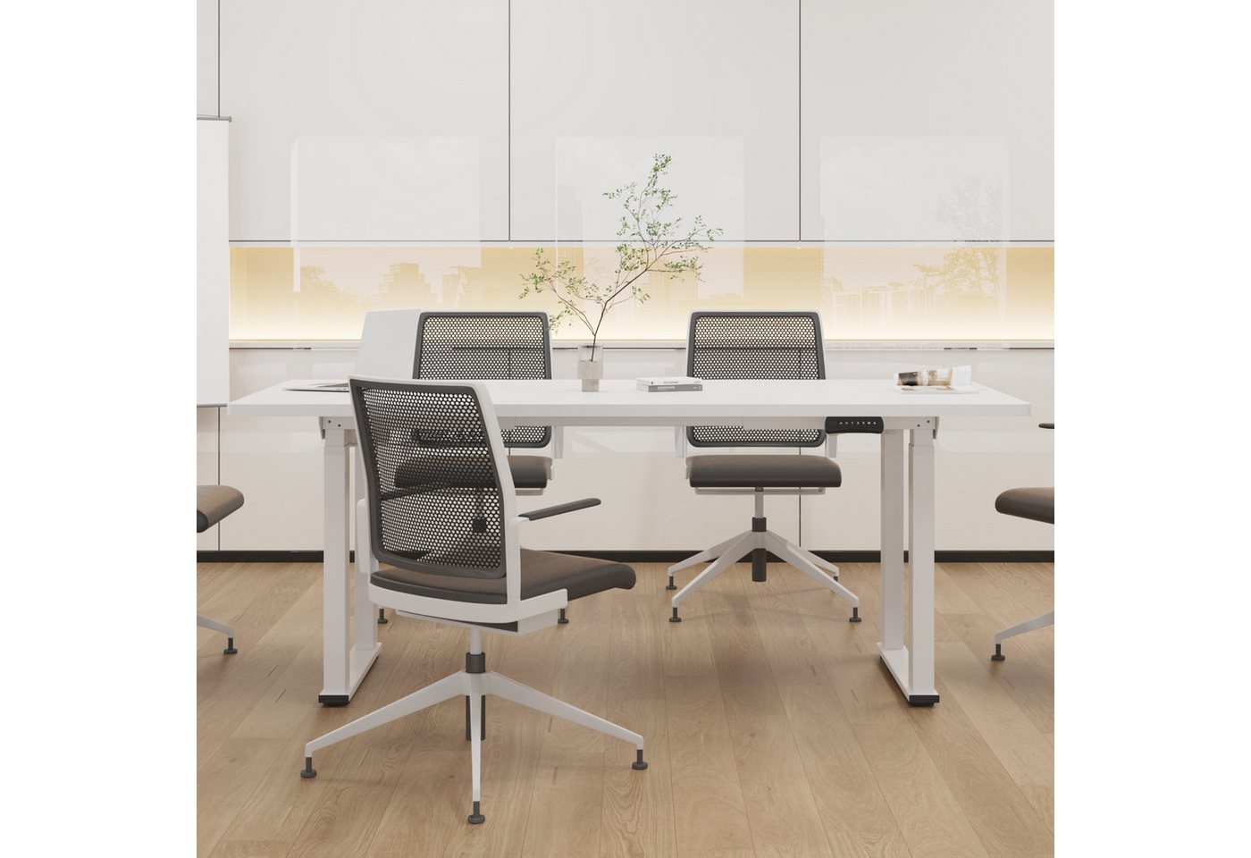 FLEXISPOT Schreibtisch Höhenverstellbarer Schreibtischgestell mit 4-Beinen (Dual-Motor, Großzügige Tischplattengröße 120-200 cm, 3 Speicherhöhen & Timer & Anti- – Bild 2 von 5