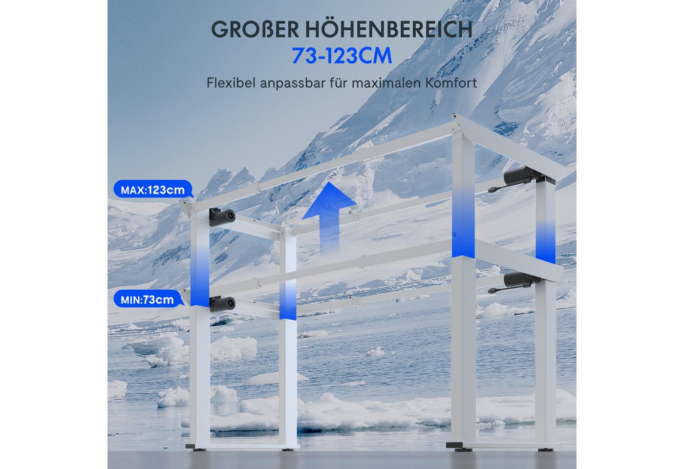 FLEXISPOT Schreibtisch Höhenverstellbarer Schreibtischgestell mit 4-Beinen (Dual-Motor, Großzügige Tischplattengröße 120-200 cm, 3 Speicherhöhen & Timer & Anti- – Bild 5 von 5