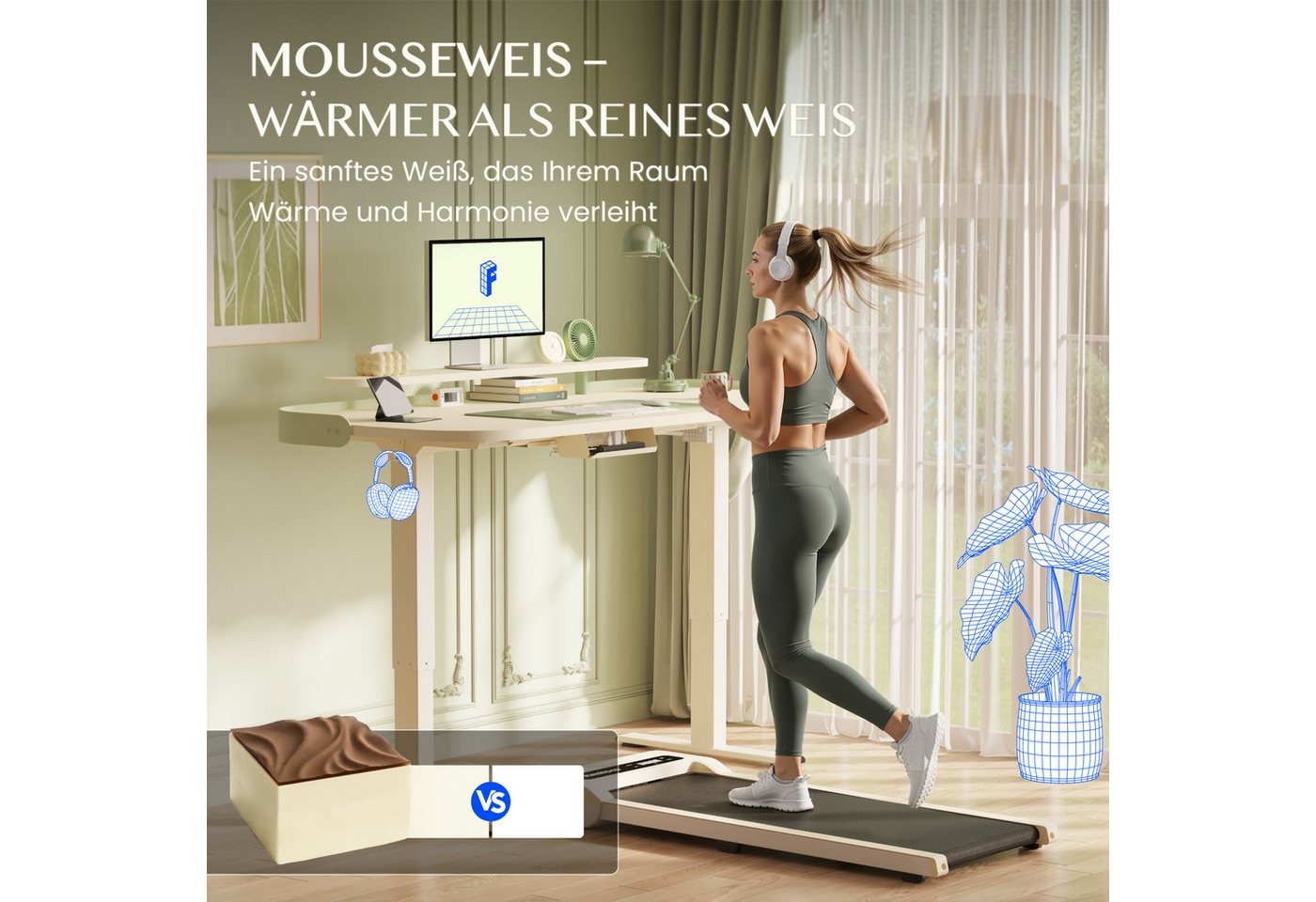 FLEXISPOT Schreibtisch Moderner elektrisch höhenverstellbarer Schreibtisch mit Monitorablage (70–119 cm höhenverstellbar, 6-Tasten Memory-Steuerung, stabiler St – Bild 4 von 5