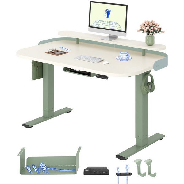 FLEXISPOT Schreibtisch Moderner elektrisch höhenverstellbarer Schreibtisch mit Monitorablage (70–119 cm höhenverstellbar, 6-Tasten Memory-Steuerung, stabiler St