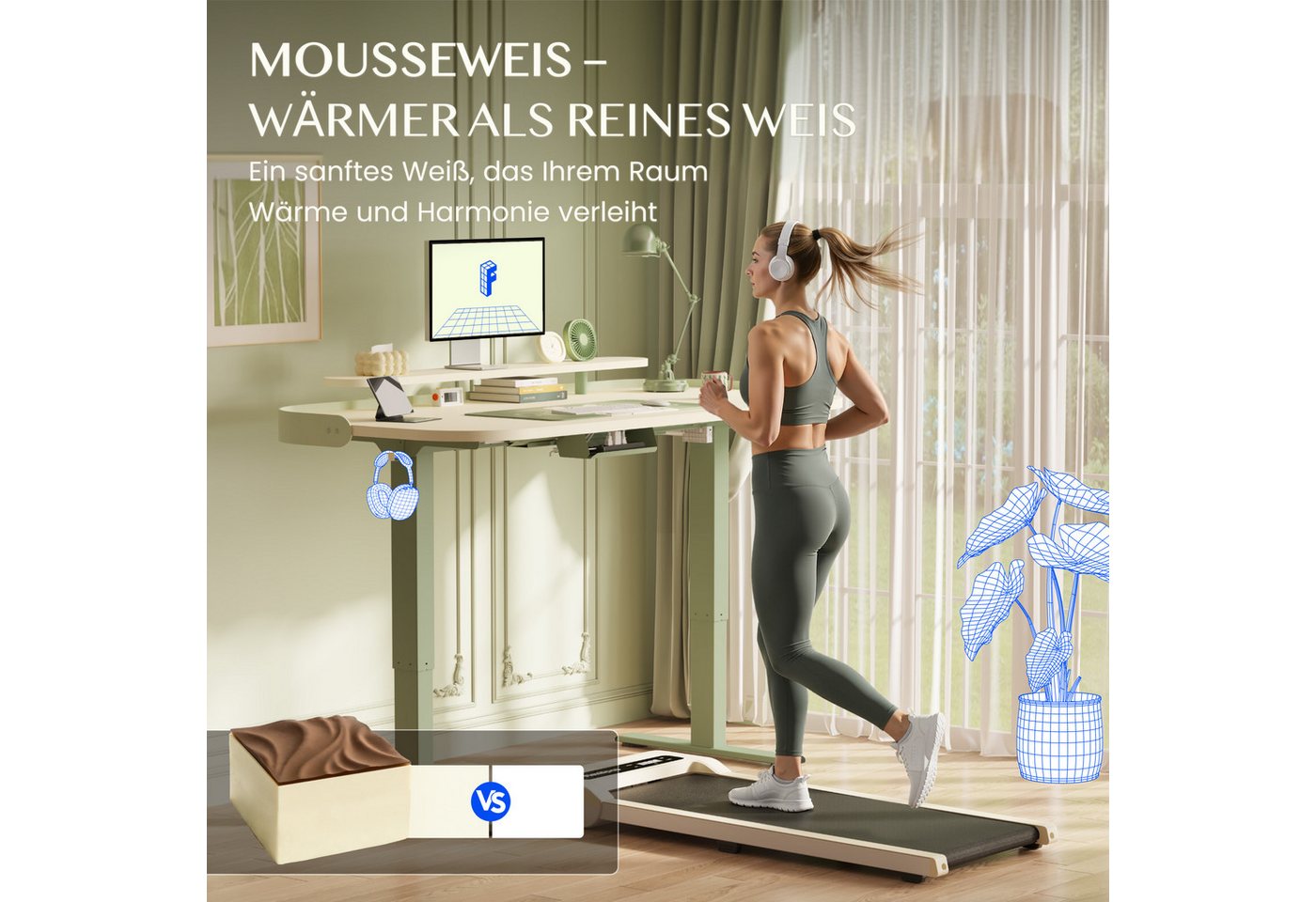 FLEXISPOT Schreibtisch Moderner elektrisch höhenverstellbarer Schreibtisch mit Monitorablage (70–119 cm höhenverstellbar, 6-Tasten Memory-Steuerung, stabiler St – Bild 4 von 5