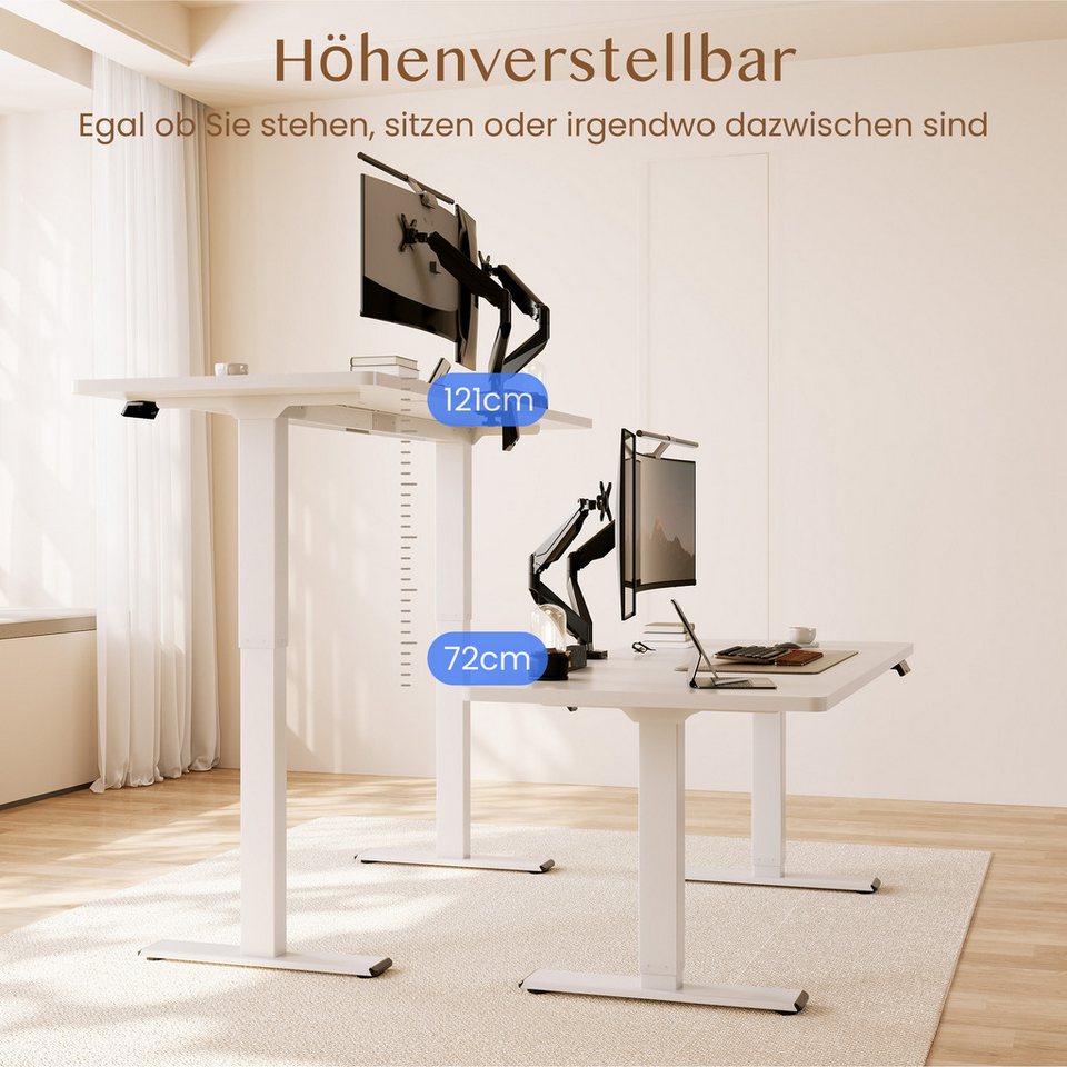 FLEXISPOT Schreibtisch Sitz-Steh-Tisch mit Memory-Funktionen (110X54/140X70/ 160X70/ 180X80/ 200X80 CM), Dual-Motor, 4 Speicherplätze, Anti-Kollisionssystem – Bild 2 von 5
