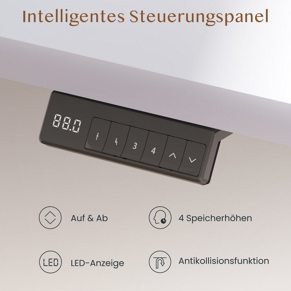 FLEXISPOT Schreibtisch Sitz-Steh-Tisch mit Memory-Funktionen (110X54/140X70/ 160X70/ 180X80/ 200X80 CM), Dual-Motor, 4 Speicherplätze, Anti-Kollisionssystem – Bild 3 von 5
