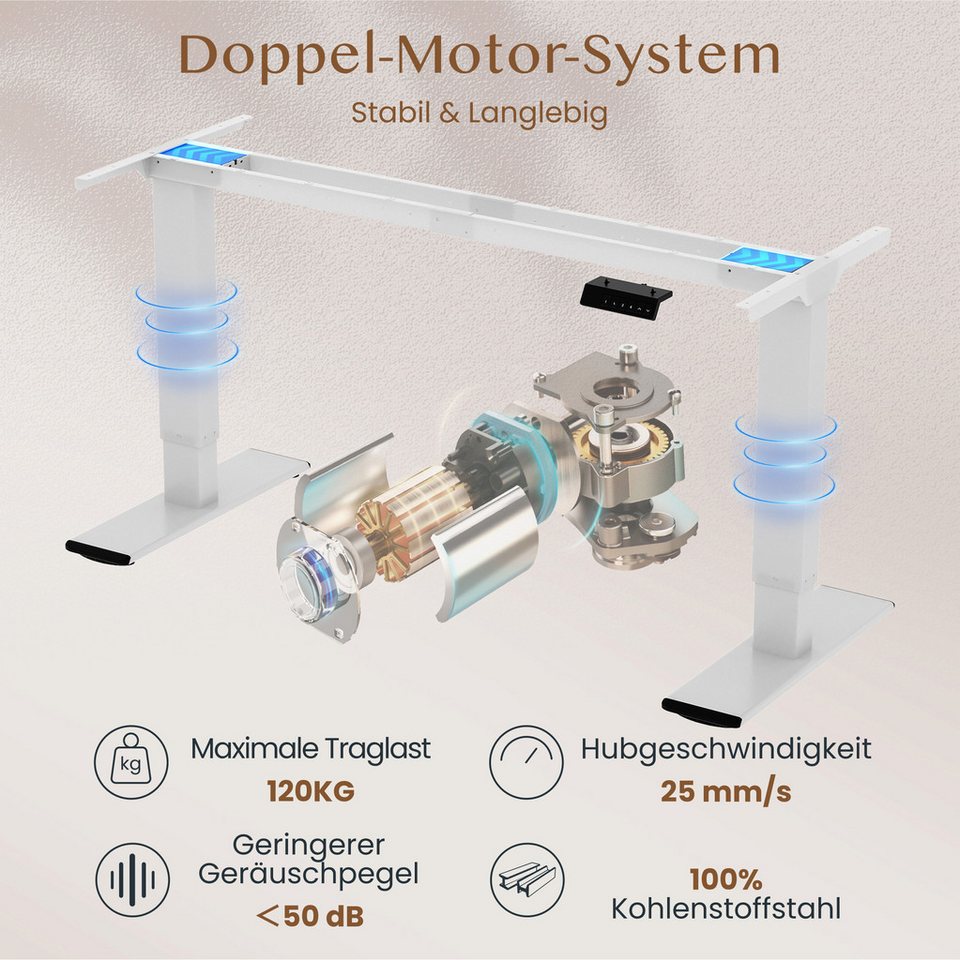 FLEXISPOT Schreibtisch Sitz-Steh-Tisch mit Memory-Funktionen (110X54/140X70/ 160X70/ 180X80/ 200X80 CM), Dual-Motor, 4 Speicherplätze, Anti-Kollisionssystem – Bild 4 von 5