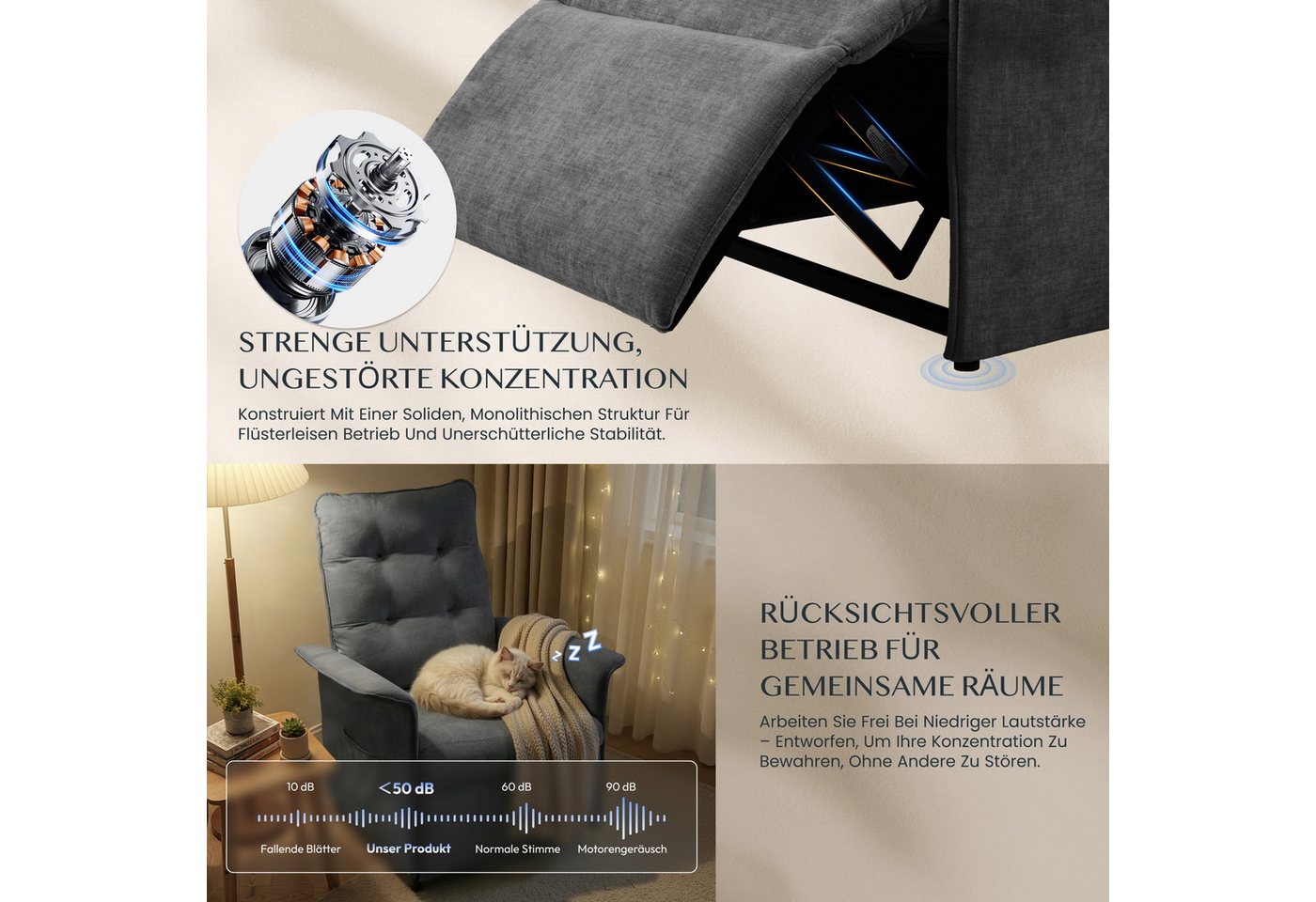 FLEXISPOT Sessel Elektrischer Relaxsessel – Ergonomischer Liegesessel mit Relaxfunktion (leicht zu montieren, kompakt verpackt & einfach zu transportieren), Fer – Bild 4 von 5