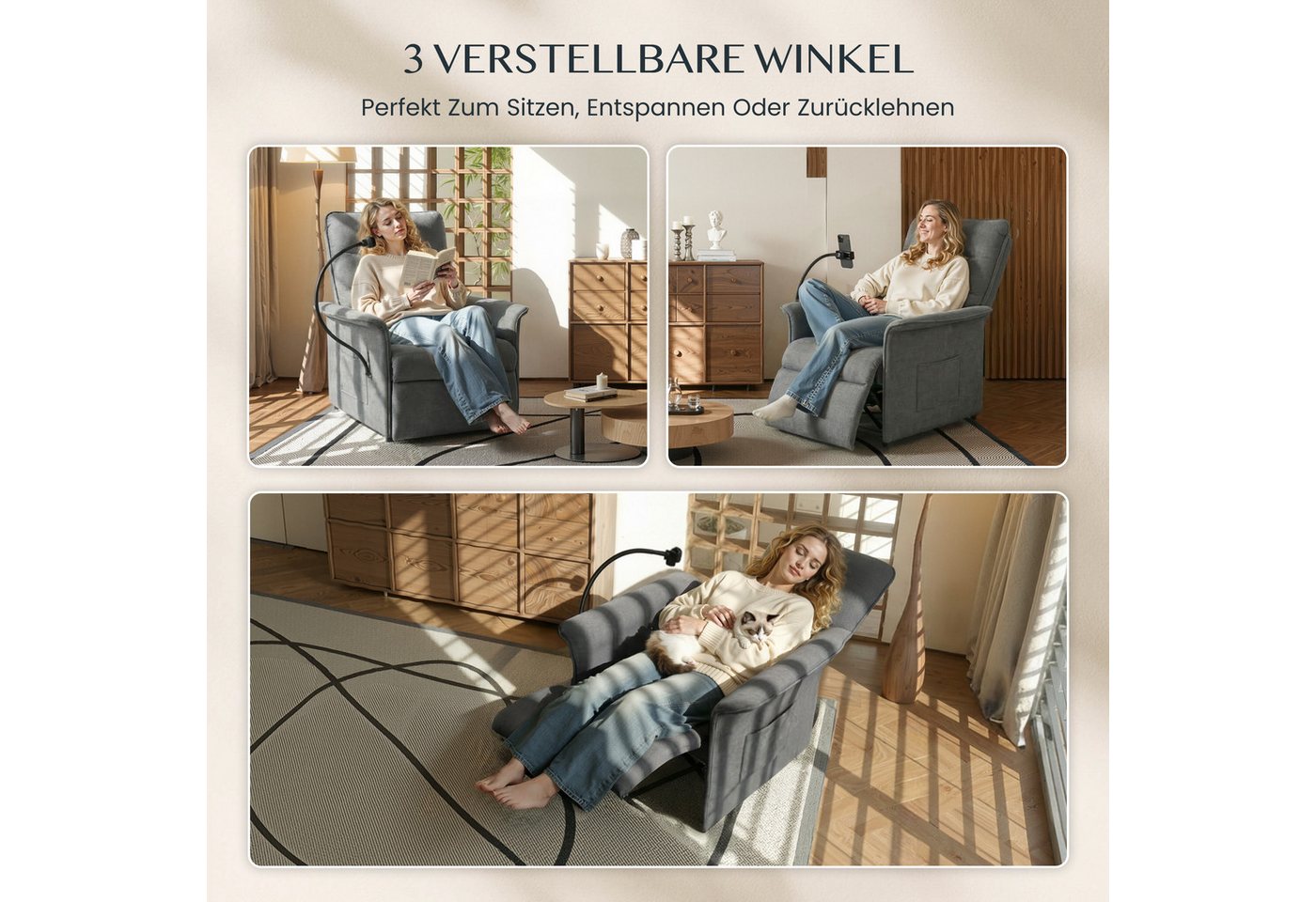 FLEXISPOT Sessel Elektrischer Relaxsessel – Ergonomischer Liegesessel mit Relaxfunktion (leicht zu montieren, kompakt verpackt & einfach zu transportieren), Fer – Bild 4 von 5