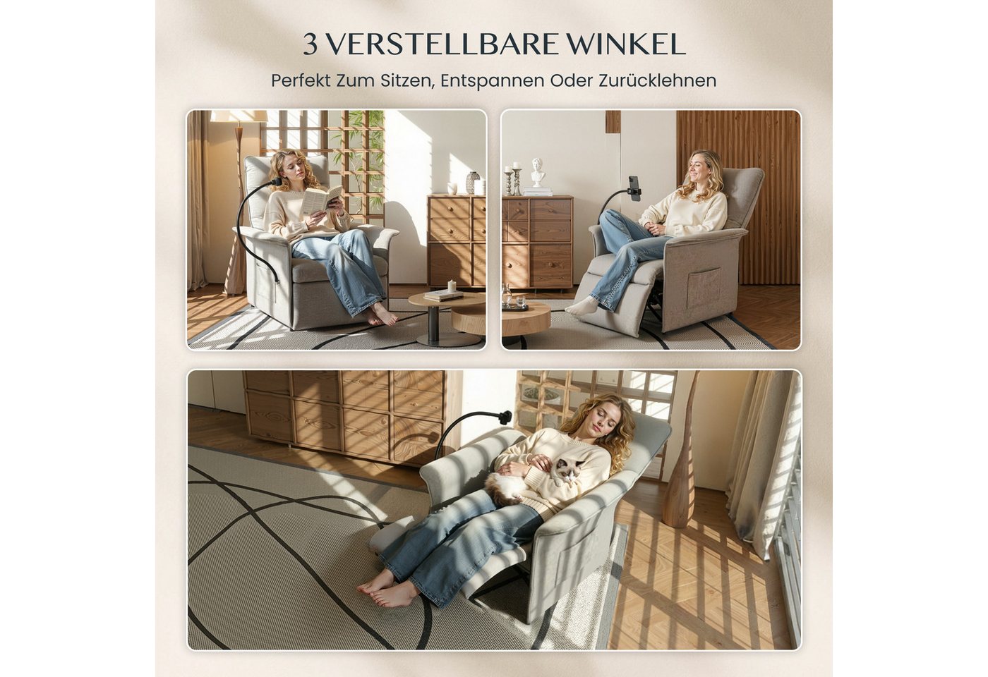 FLEXISPOT Sessel Elektrischer Relaxsessel – Ergonomischer Liegesessel mit Relaxfunktion (leicht zu montieren, kompakt verpackt & einfach zu transportieren), Fer – Bild 4 von 5