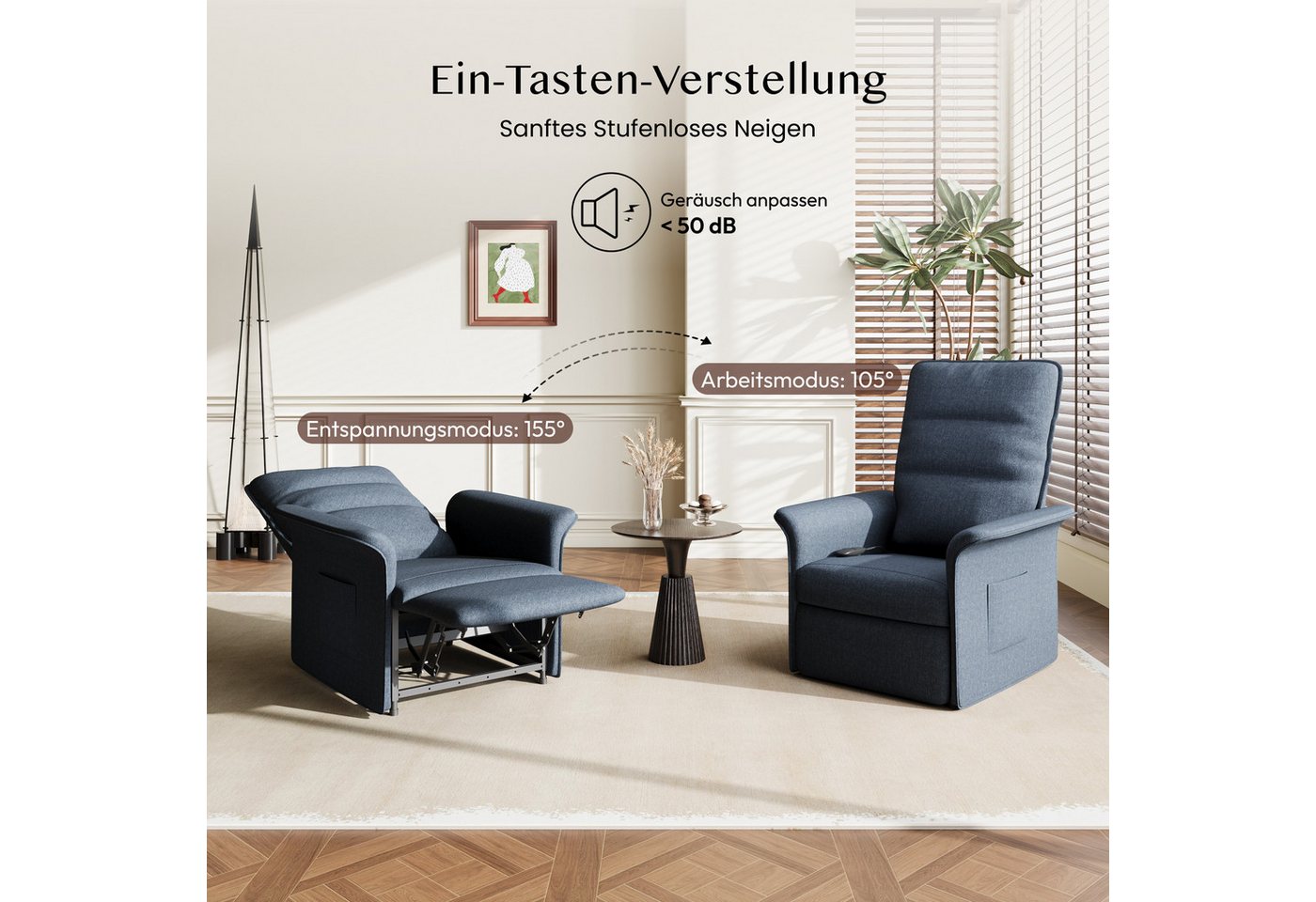 FLEXISPOT Sessel Elektrischer Relaxsessel – Ergonomischer Liegesessel mit Relaxfunktion (leicht zu montieren, kompakt verpackt & einfach zu transportieren), Fer – Bild 3 von 5