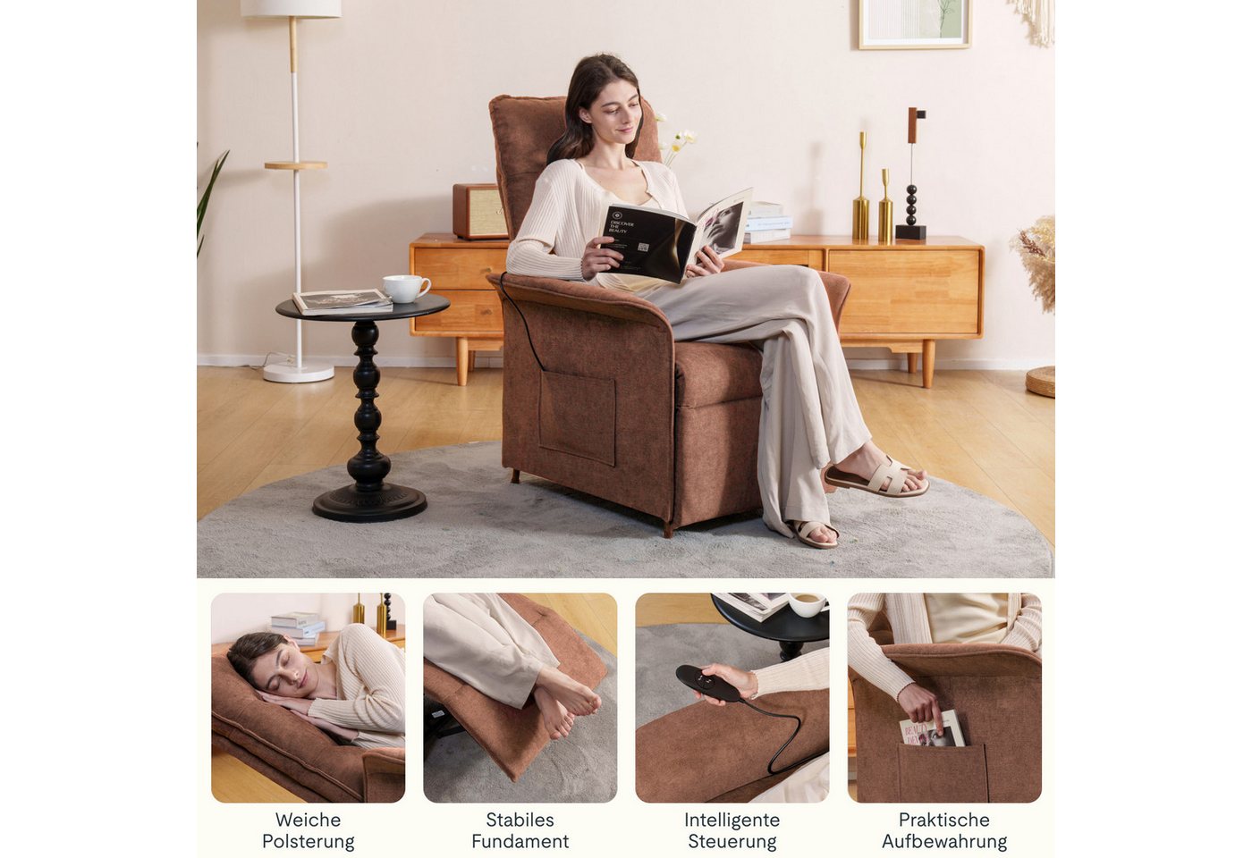 FLEXISPOT Sessel Elektrischer Relaxsessel – Ergonomischer Liegesessel mit Relaxfunktion (leicht zu montieren, kompakt verpackt & einfach zu transportieren), Fer – Bild 2 von 5