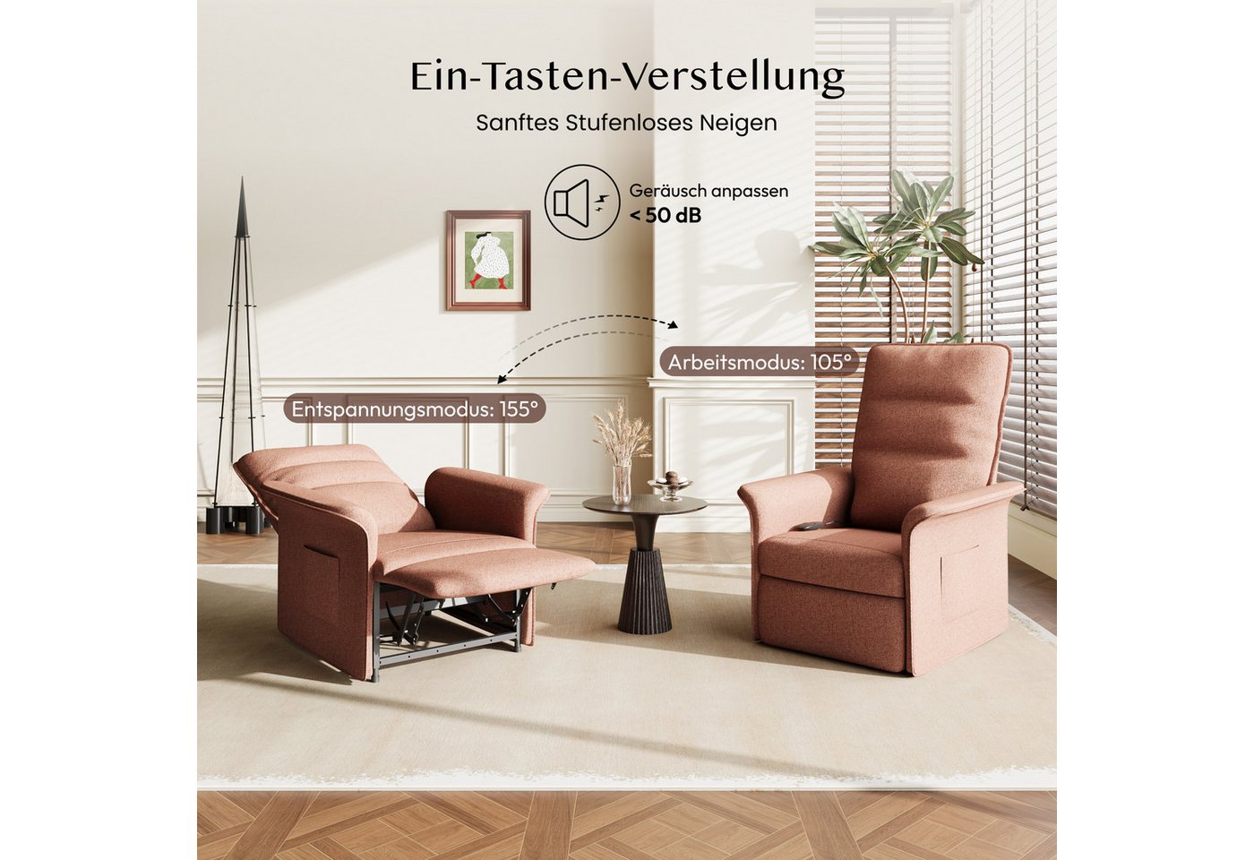 FLEXISPOT Sessel Elektrischer Relaxsessel – Ergonomischer Liegesessel mit Relaxfunktion (leicht zu montieren, kompakt verpackt & einfach zu transportieren), Fer – Bild 3 von 5