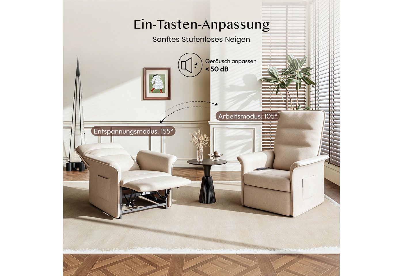 FLEXISPOT Sessel Elektrischer Relaxsessel – Ergonomischer Liegesessel mit Relaxfunktion (leicht zu montieren, kompakt verpackt & einfach zu transportieren), Fer – Bild 2 von 5
