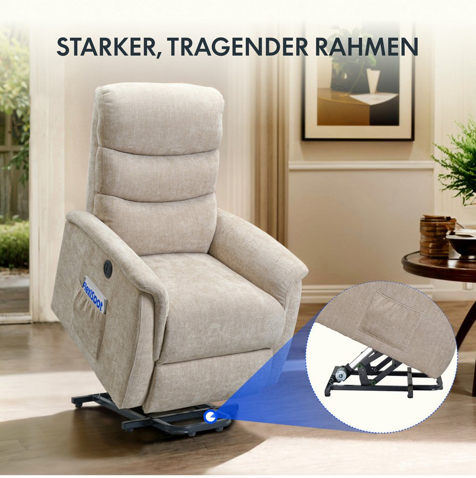 FLEXISPOT Sessel Multifunktionaler Elektrischer Relaxsessel Mit Aufstehhilfe (mit Sitzheizung-, Massage- und Liegefunktion, USB-Ladeanschluss und zusätzlicher S – Bild 5 von 5