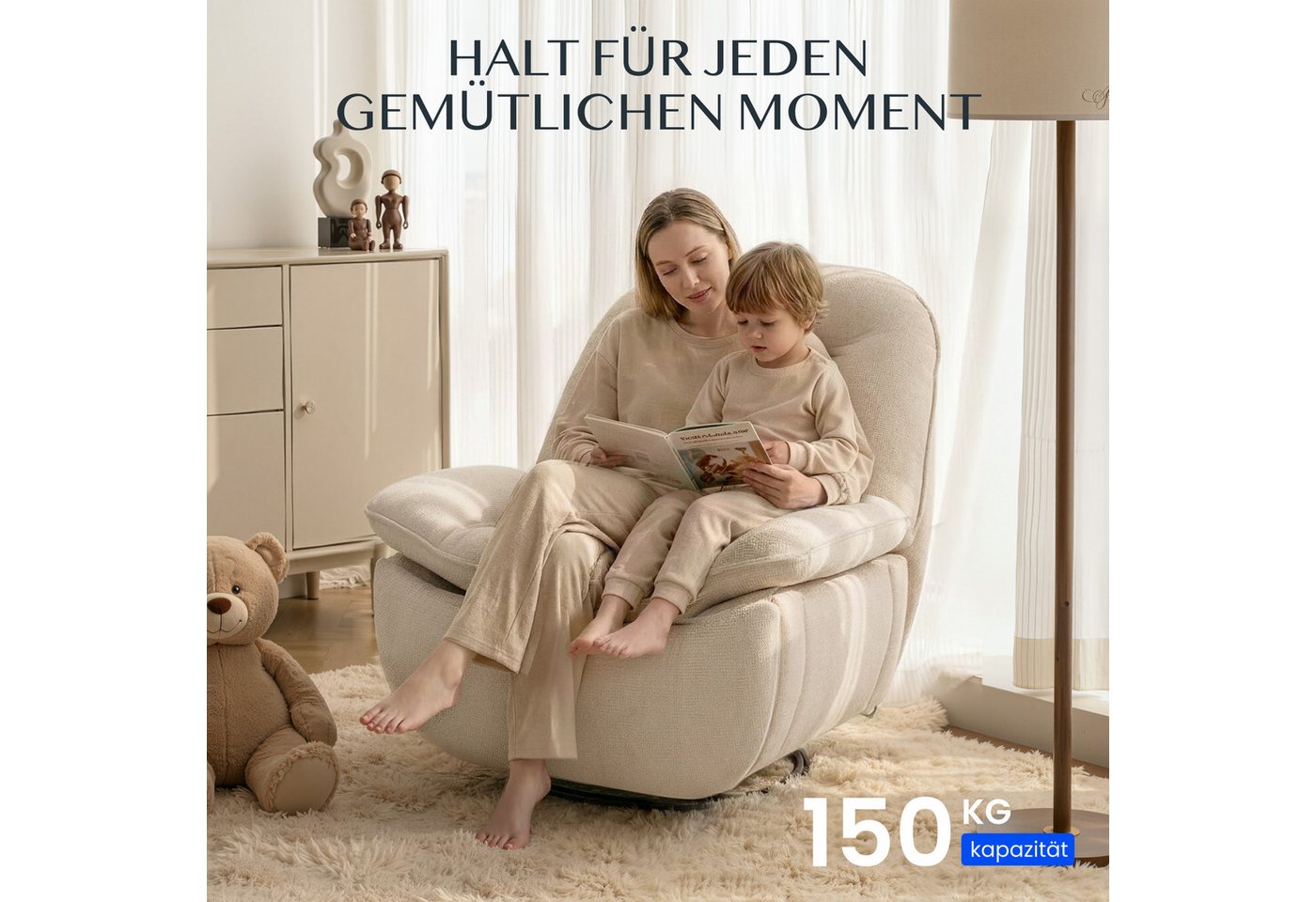 FLEXISPOT Sessel Schaukelsessel gemütlicher TV-Sessel, Relaxsessel (Versteckter Stauraum, 105° - 145° verstellbar, Drehsessel mit Rocking, Ruhesessel für Senior – Bild 5 von 5