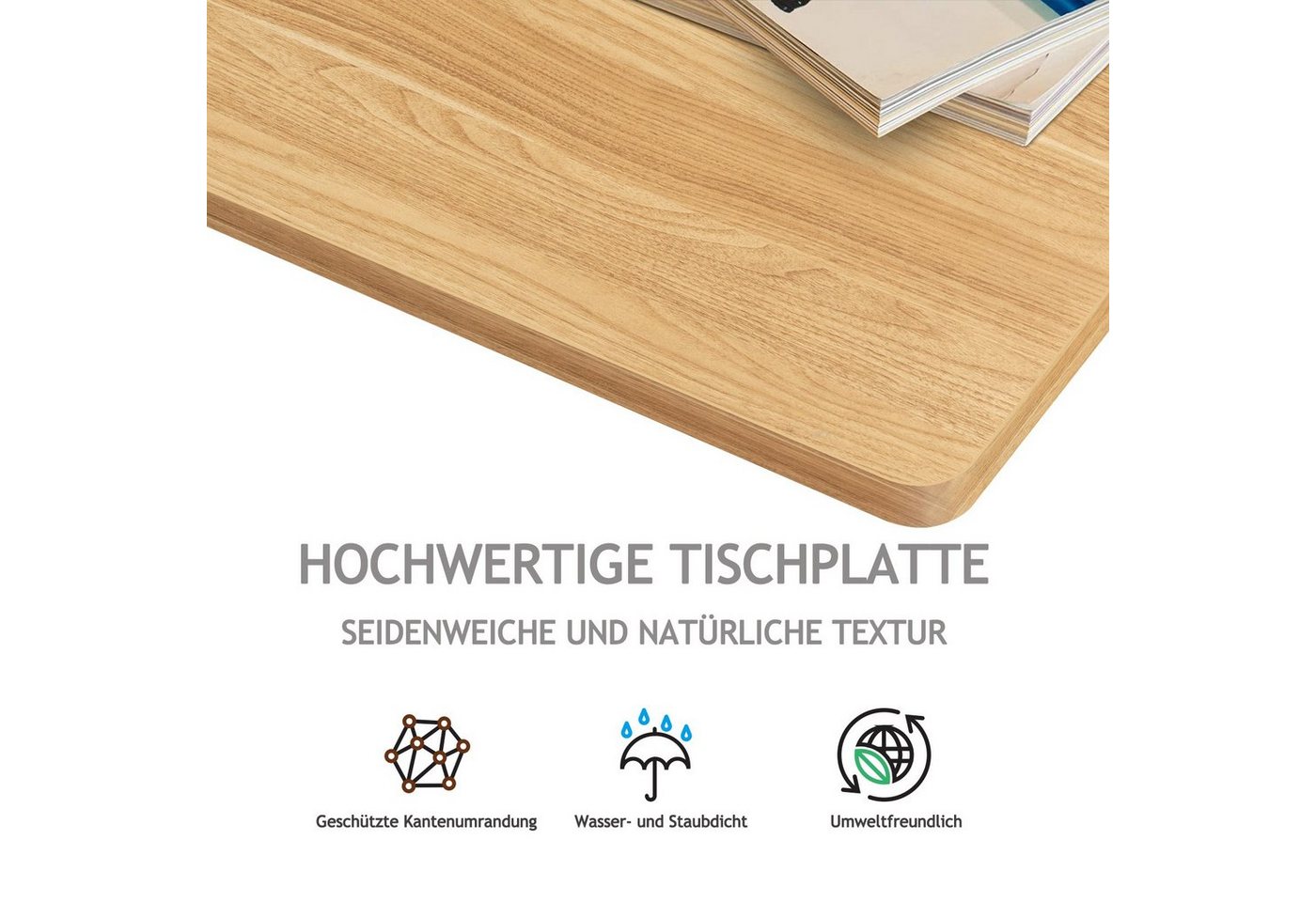 FLEXISPOT Tischplatte Premium-Series DIY Tischplatte, MDF/Bambus/Rubberwood/Eiche (Holzwerkstoff, Farbe auswählbar, Groß auswählbar, Stabile Tischplatte), DIY S – Bild 3 von 5