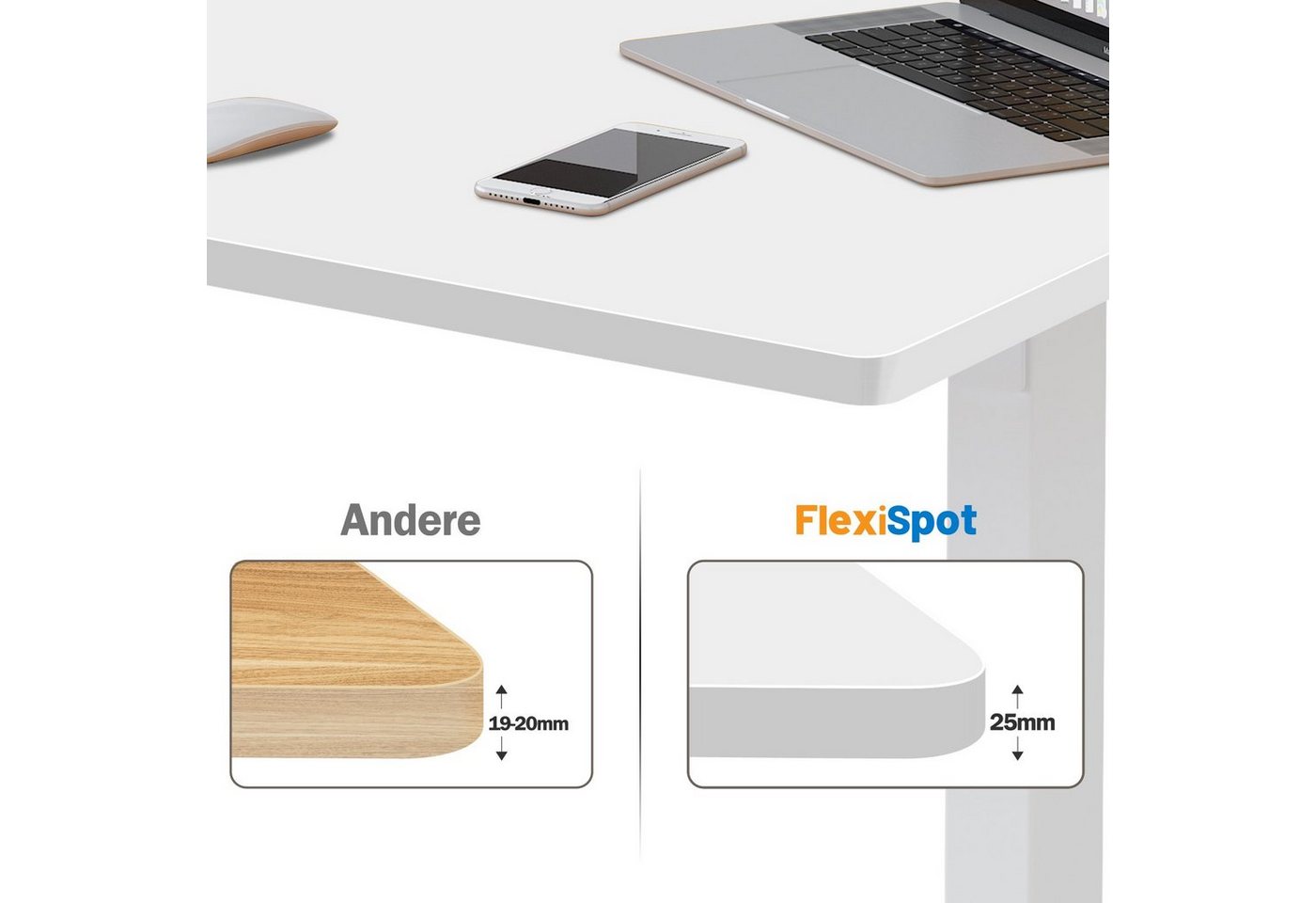 FLEXISPOT Tischplatte Premium-Series DIY Tischplatte, MDF/Bambus/Rubberwood/Eiche (Holzwerkstoff, Farbe auswählbar, Groß auswählbar, Stabile Tischplatte), DIY S – Bild 2 von 5