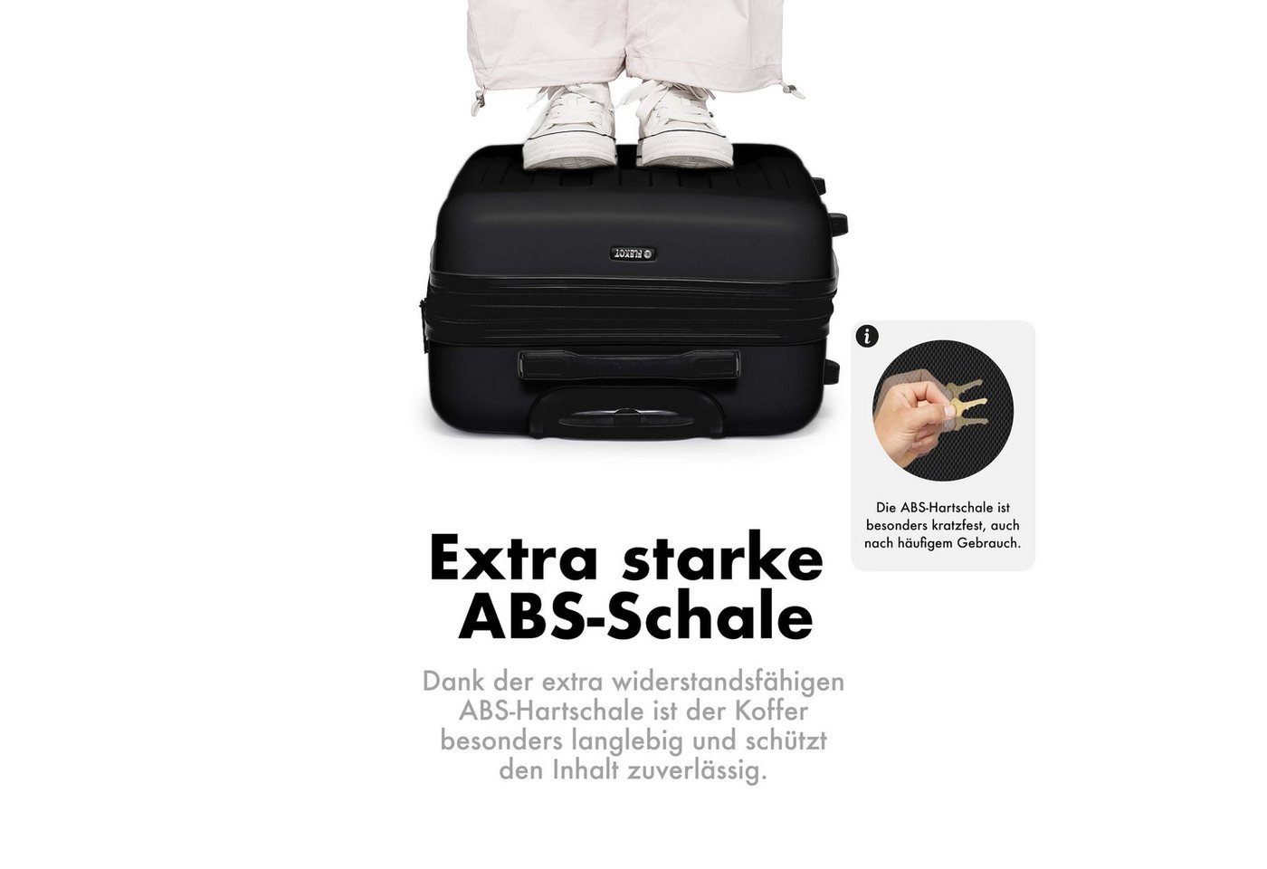 Flexot Hartschalen-Trolley F-3045 (Gr. M, L, XL) – Kofferset – ABS-Hartschale, 4 Rollen, Robuster und moderner Koffer mit vier 360° Rollen und Zahlenschloss – Bild 4 von 5