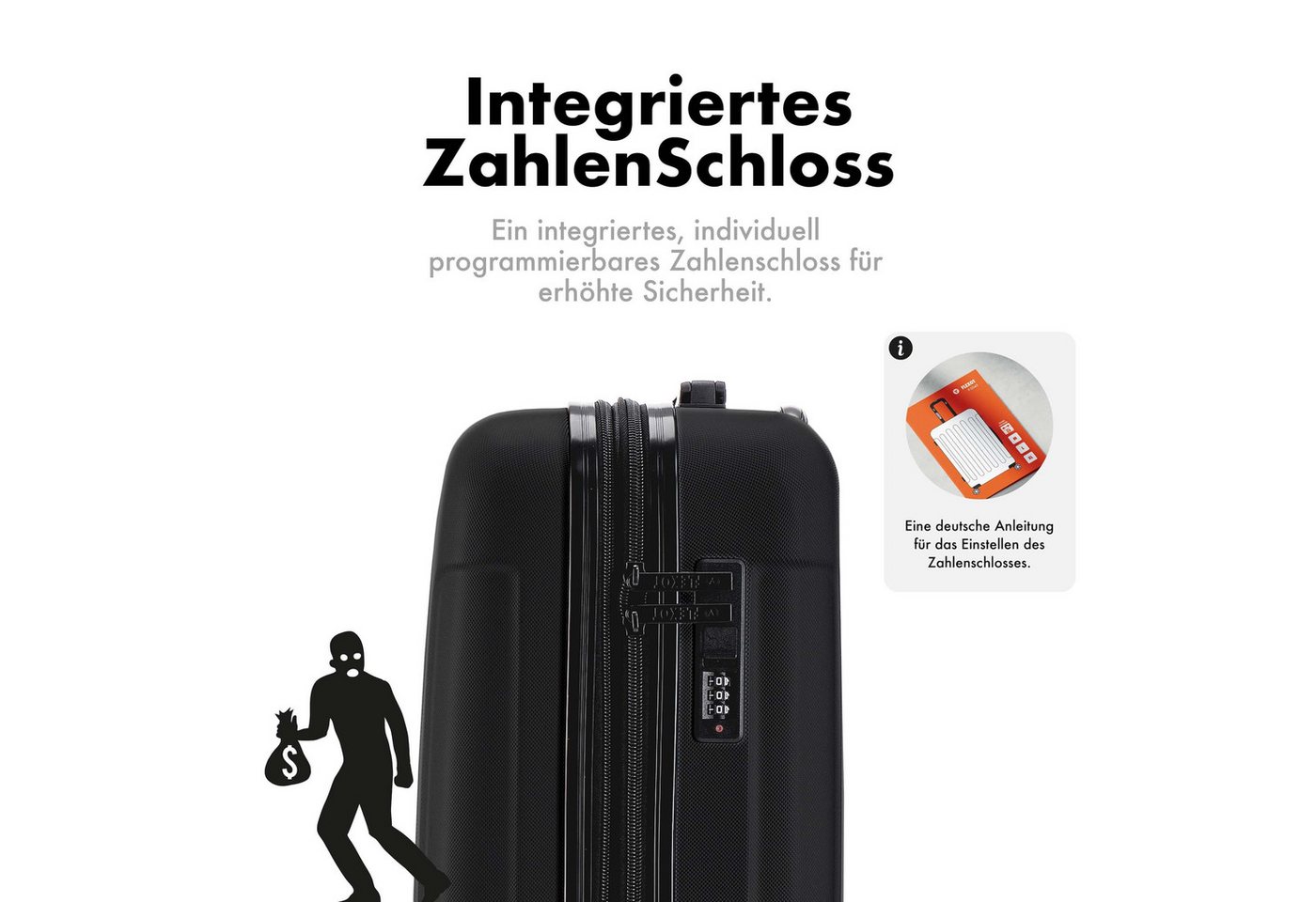 Flexot Hartschalen-Trolley F-3045 (Gr. M, L, XL) – Kofferset – ABS-Hartschale, 4 Rollen, Robuster und moderner Koffer mit vier 360° Rollen und Zahlenschloss – Bild 5 von 5