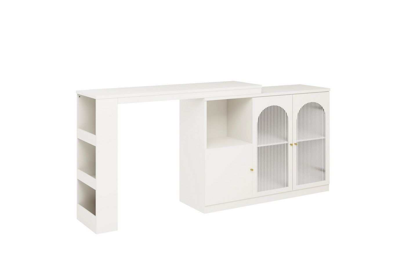 Flieks Bartisch 360° drehbar Stehtisch mit Sideboard (Set, 1-St., für Wohnzimmer, Küche und Esszimmer), ausziehbar Esstisch mit Glastüren Aufbewahrungsschrank B – Bild 5 von 5