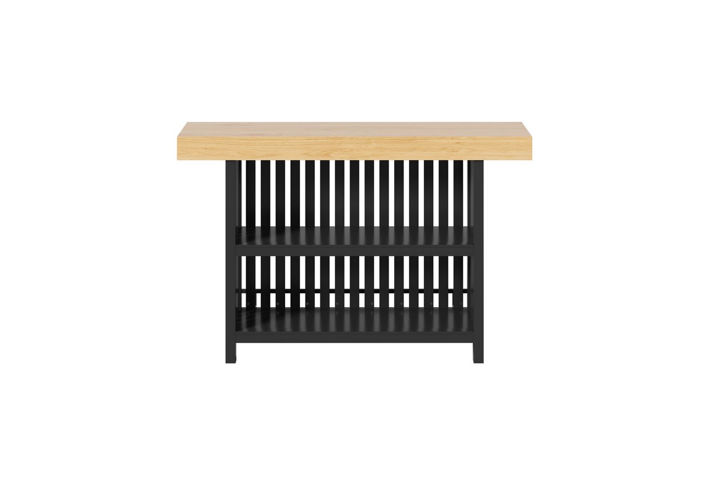 Flieks Bartisch multifunktional Kücheninsel Stehtisch mit Fußstütze, 2-stufigem Regal (160x40x105 cm, 1-St), schmaler Esstisch mit Stauraum, Holzoptik Tischplat – Bild 5 von 5